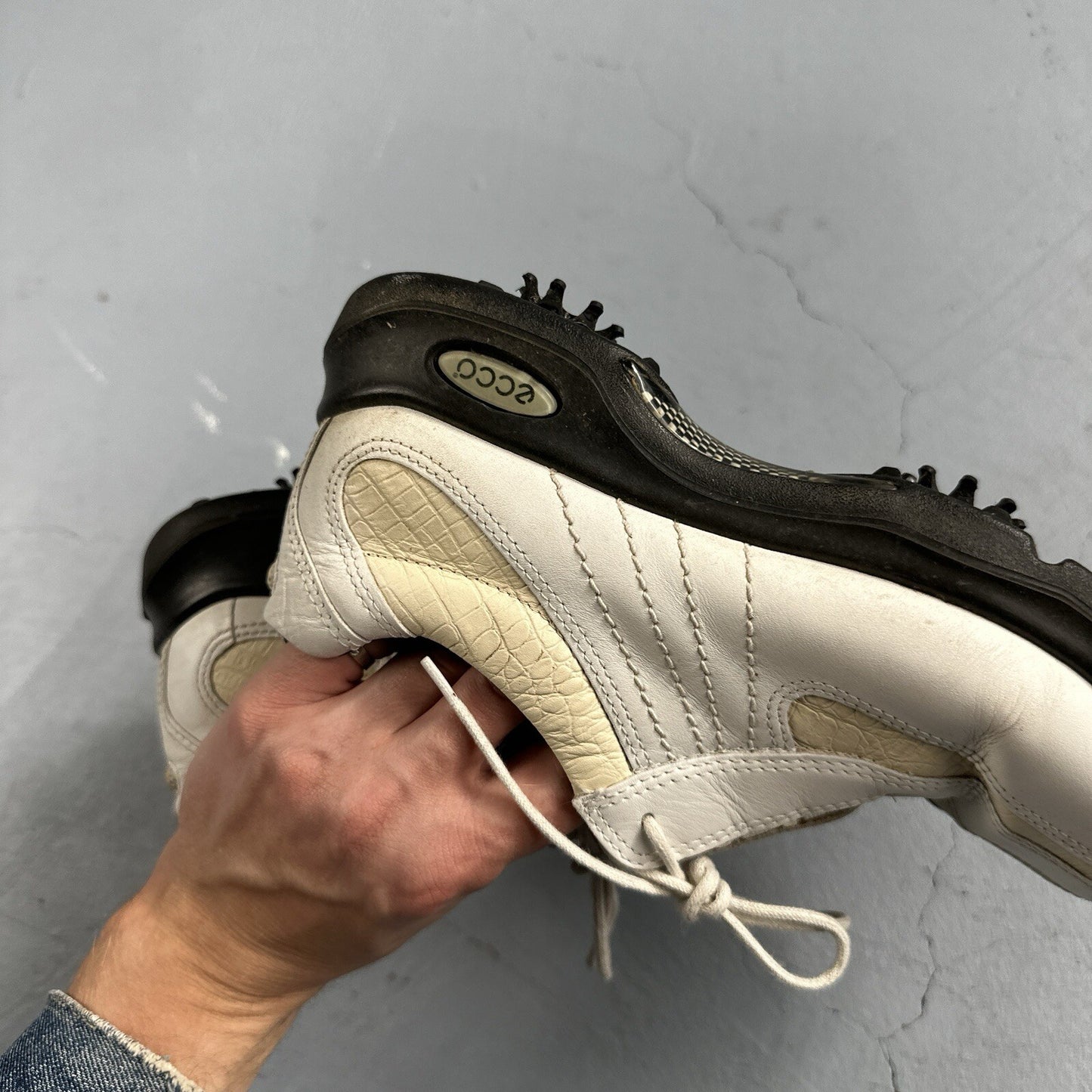 Ecco Shoes Womens 37 Soft Cleat Golf Sneakers Lace Up White Leather Comfort