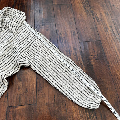 VTG 60s Sweatshirt Womens Zebra Stripe Full Zip Long Sleeve Wool 1960s Rare