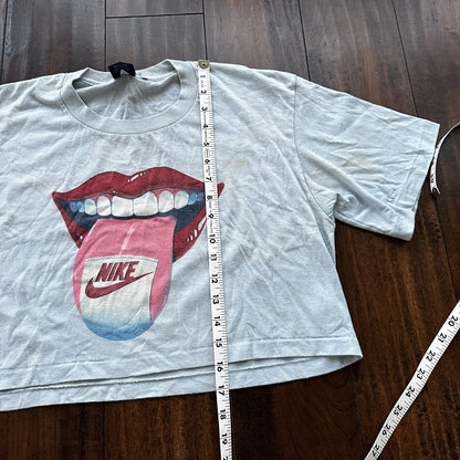 Nike Lips Vintage T Shirt 80s USA Rare Crop Grunge Skate Hot Dare Tongue Gym