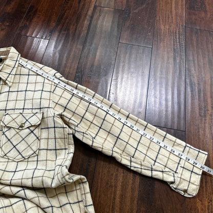 Norm Thompson VTG Long Sleeve Snap Up Heavy Wool Shirt Plaid 60s XL Rockabilly