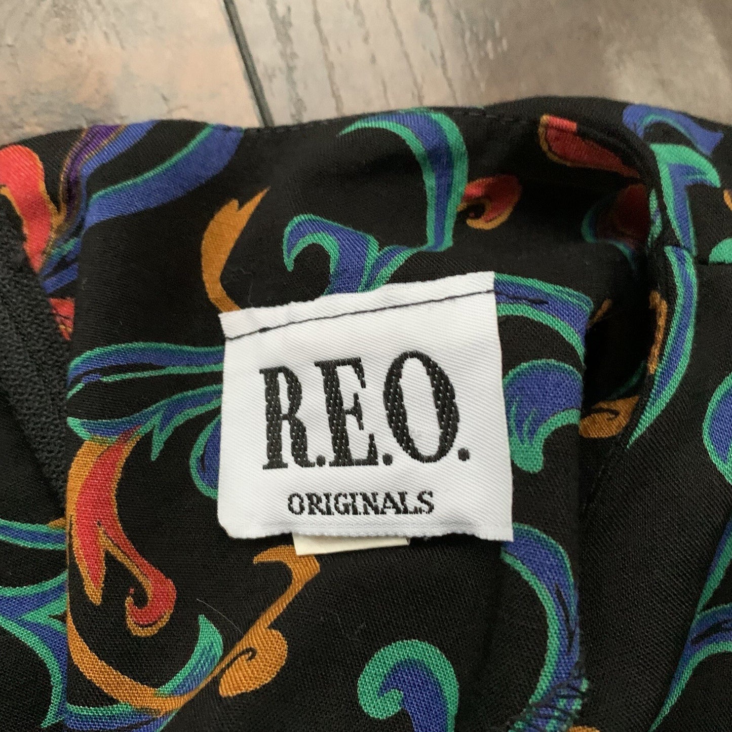 Vtg REO Originals Women's Shirt Top Blouse Rainbow Colors 80s 70s Shirt