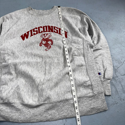 VTG 80s Champion Reverse Weave Crewneck Sweatshirt Gray USA Wisconsin Madison