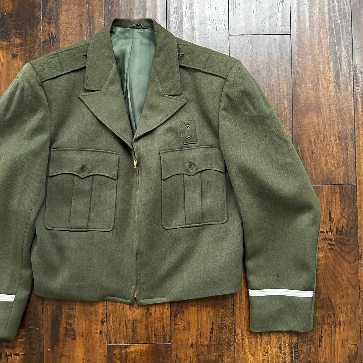 WWII Nurse Uniform Green Wool Cropped 1940s Vintage Jacket Air Force USA Talon
