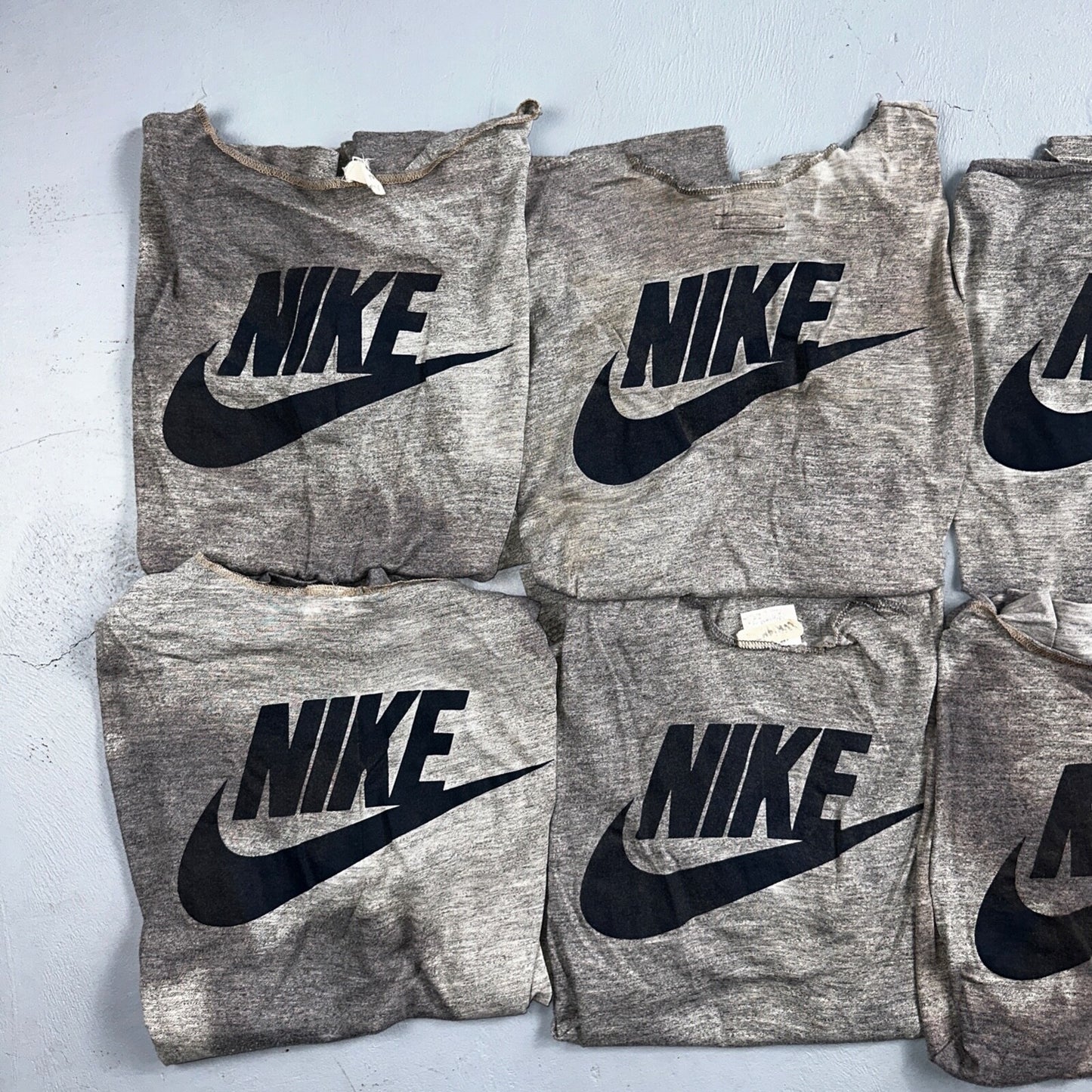 Nike 70s Lot of 8 VTG T Shirt Orange Tag Gray Swoosh Soft Chopped Front Team