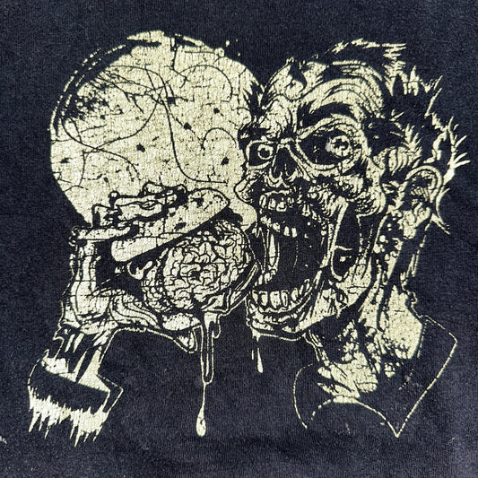Zombies Skulls Y2K VTG T Shirt Grunge Punk Music Heavy Metal Eat Meat Offensive