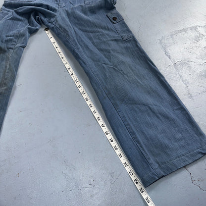 VTG 70s Jeans Canvas High Waist Sears Military Style P44 29x25 Capri HBT Rare