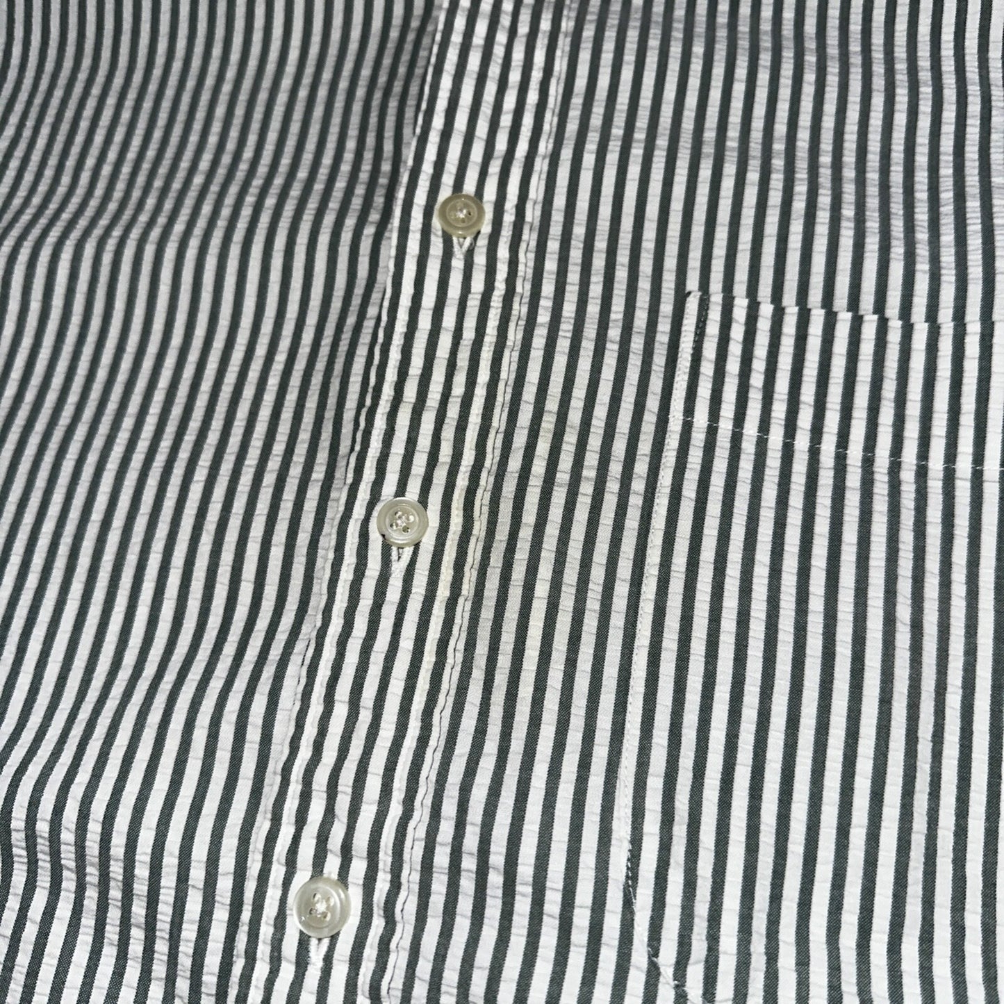 Lands End Shirt Men's M Green Striped Long Sleeve Button Down Trad Fit VTG 90s