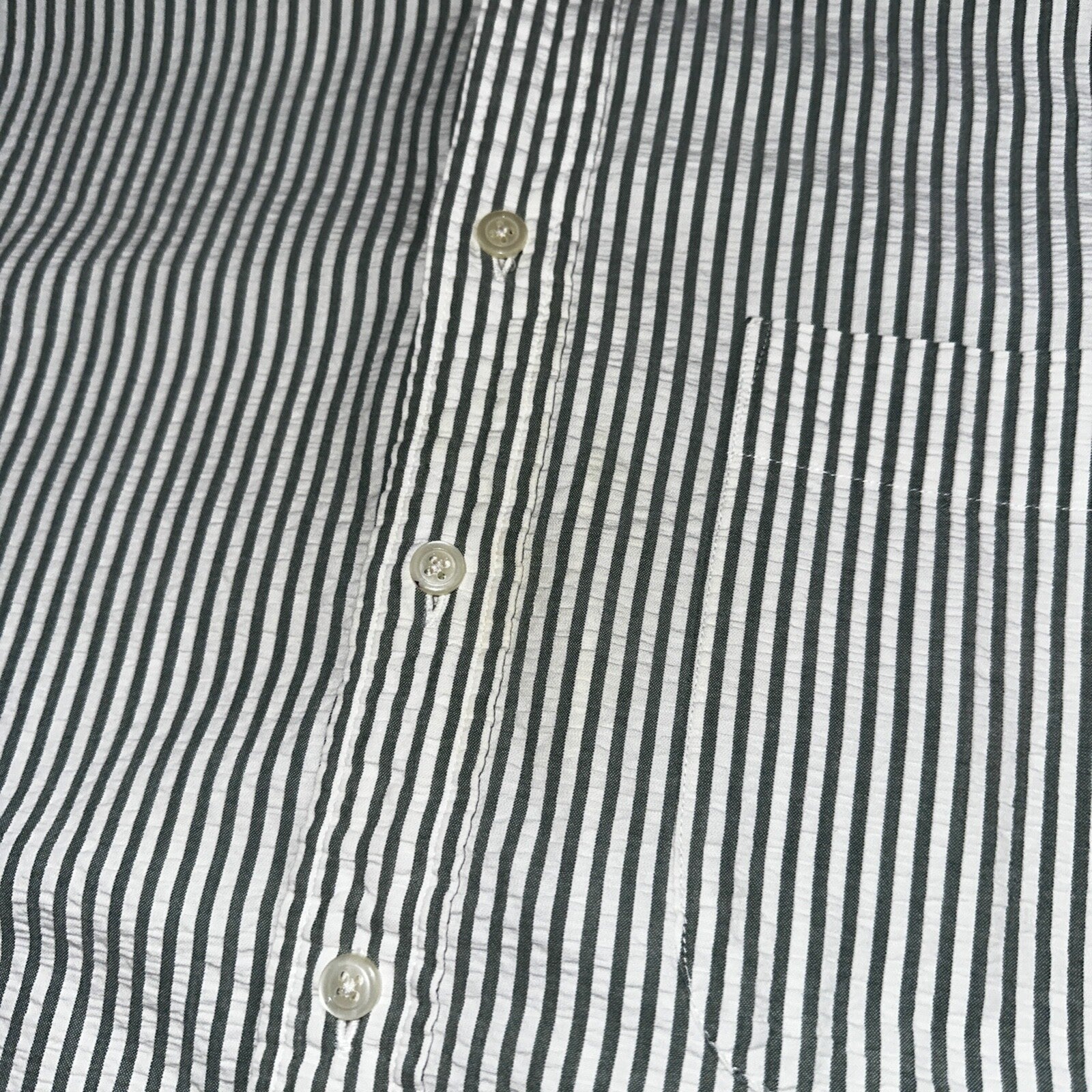 Lands End Shirt Men's M Green Striped Long Sleeve Button Down Trad Fit VTG 90s