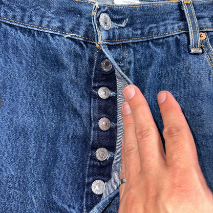 Levis 501 Vintage 90s Y2K XX Straight Leg Jeans Blue Med Wash 42x32 Act 40x29