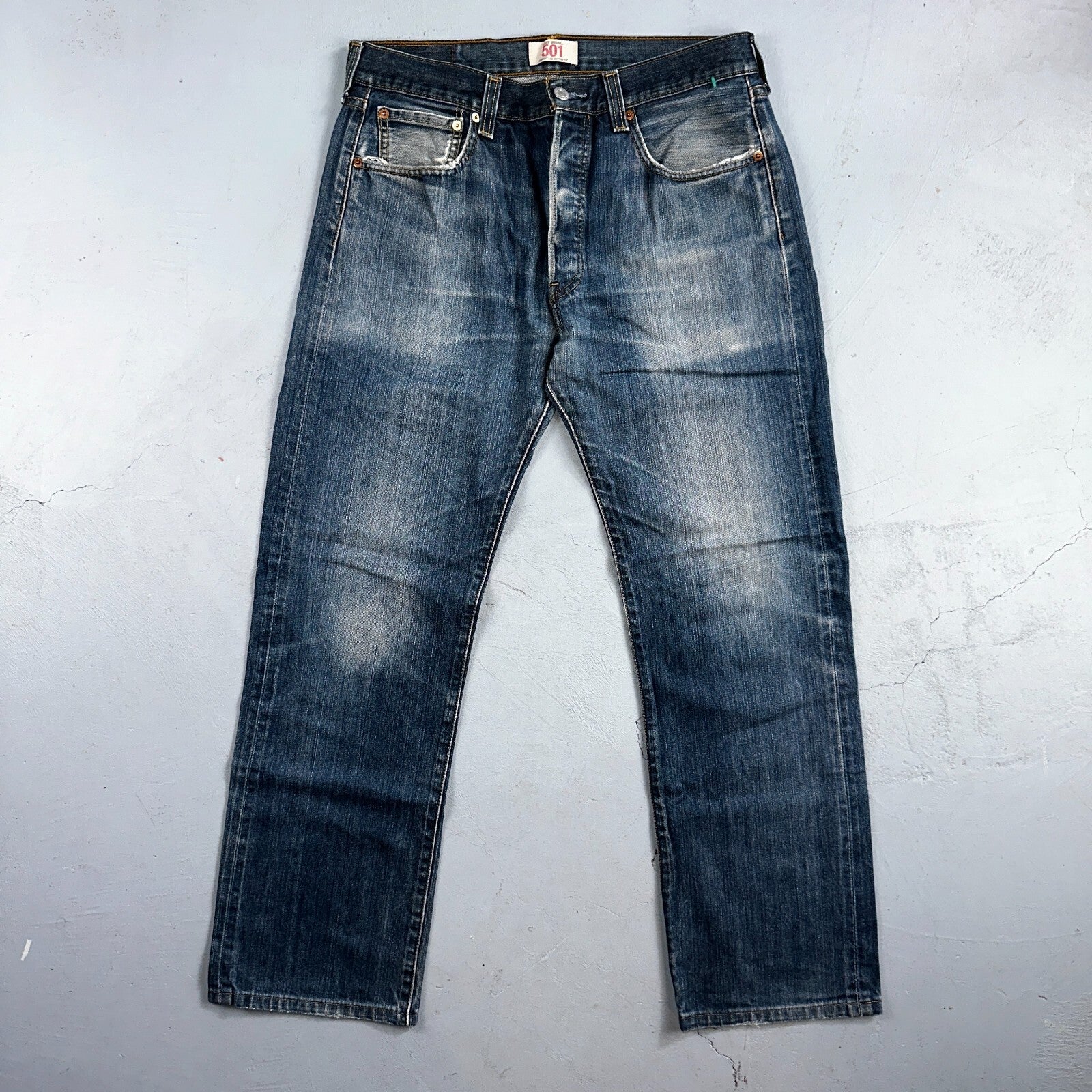 Levis 501 Y2K XX Straight Leg Jeans Blue VTG Med Wash 33x34 Act 31x29