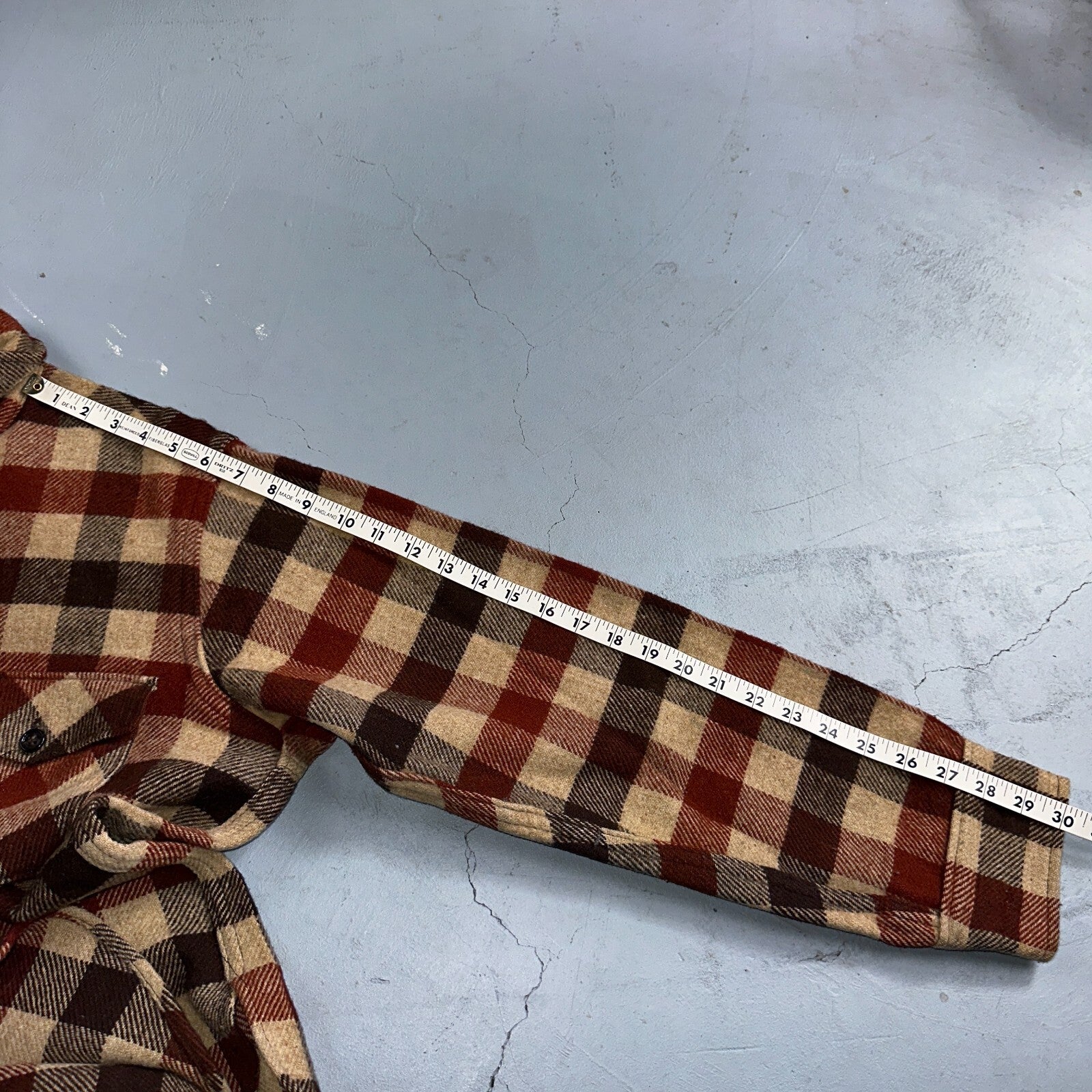 Vintage 70s Woolrich Heavy Thick Wool Plaid Brown Red Shirt Jacket XL 1970s