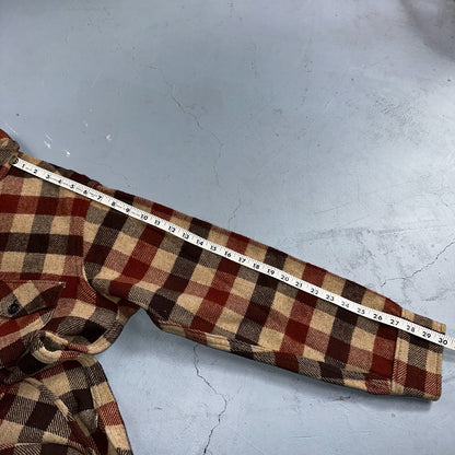 Vintage 70s Woolrich Heavy Thick Wool Plaid Brown Red Shirt Jacket XL 1970s