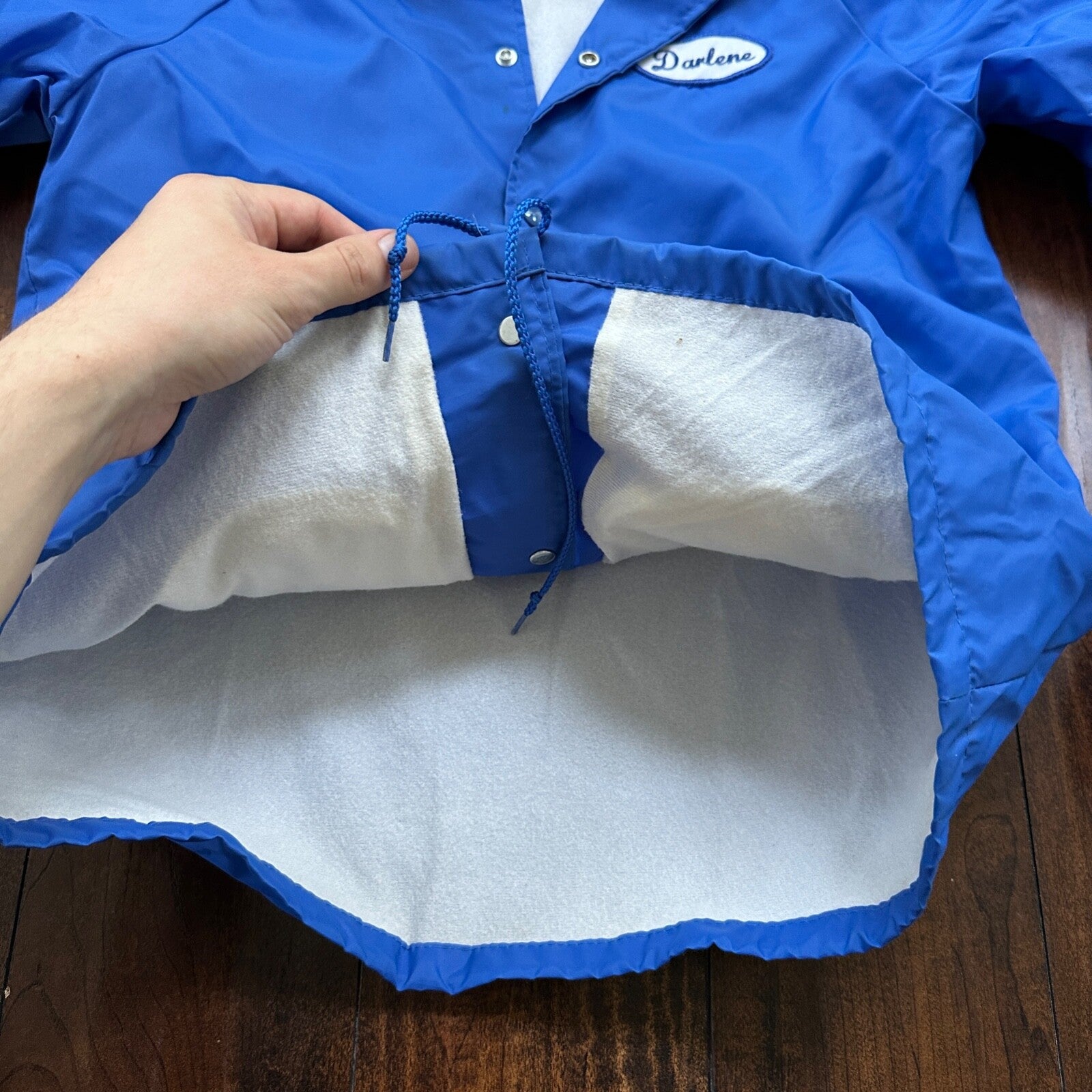 Ford V8 VTG 90s Hartwell Satin Coaches Jacket Lined Windbreaker Size Small Blue