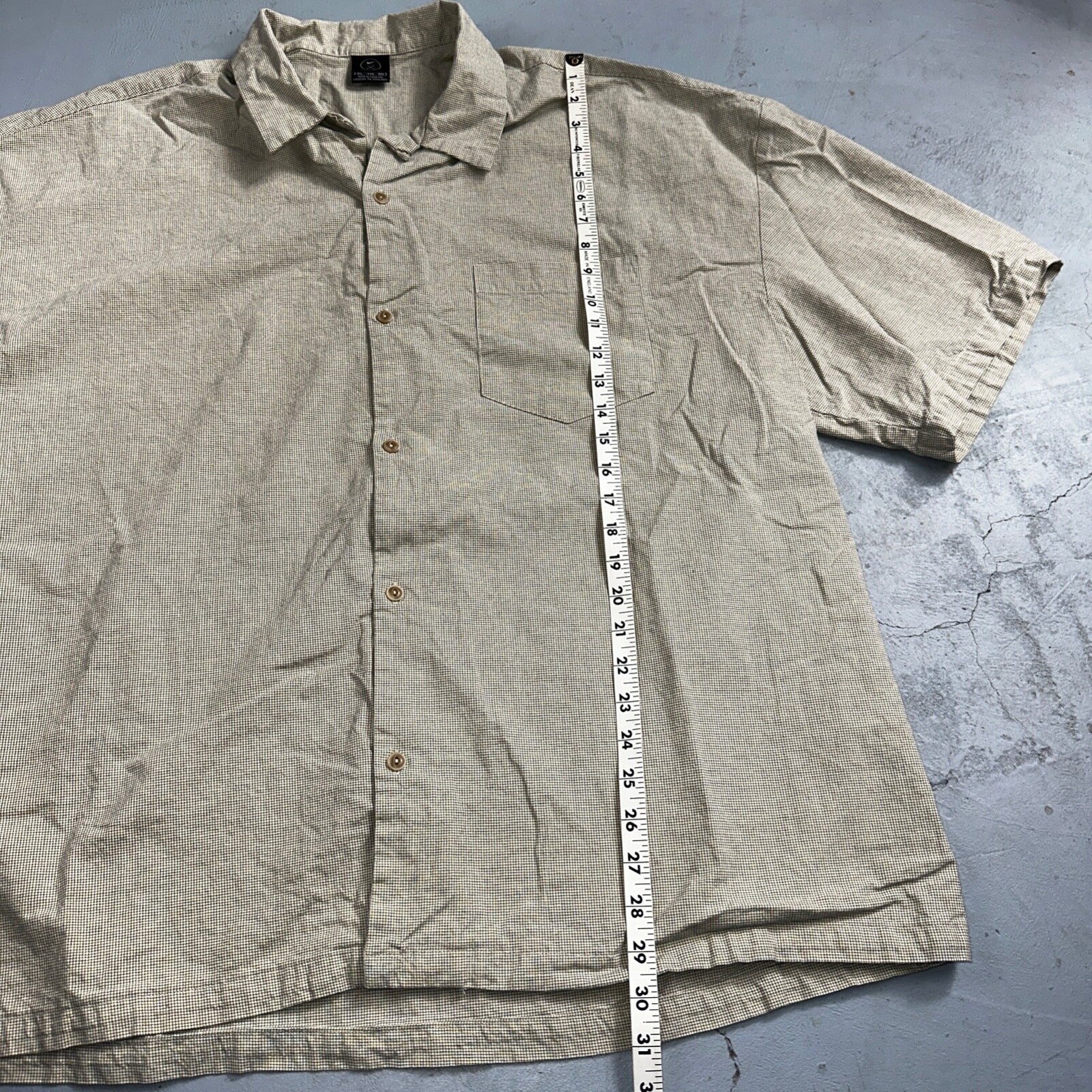 Nike Golf Tiger Woods Button Up Hawaiian Plaid Men's 2XL Shirt Gray Down Basic