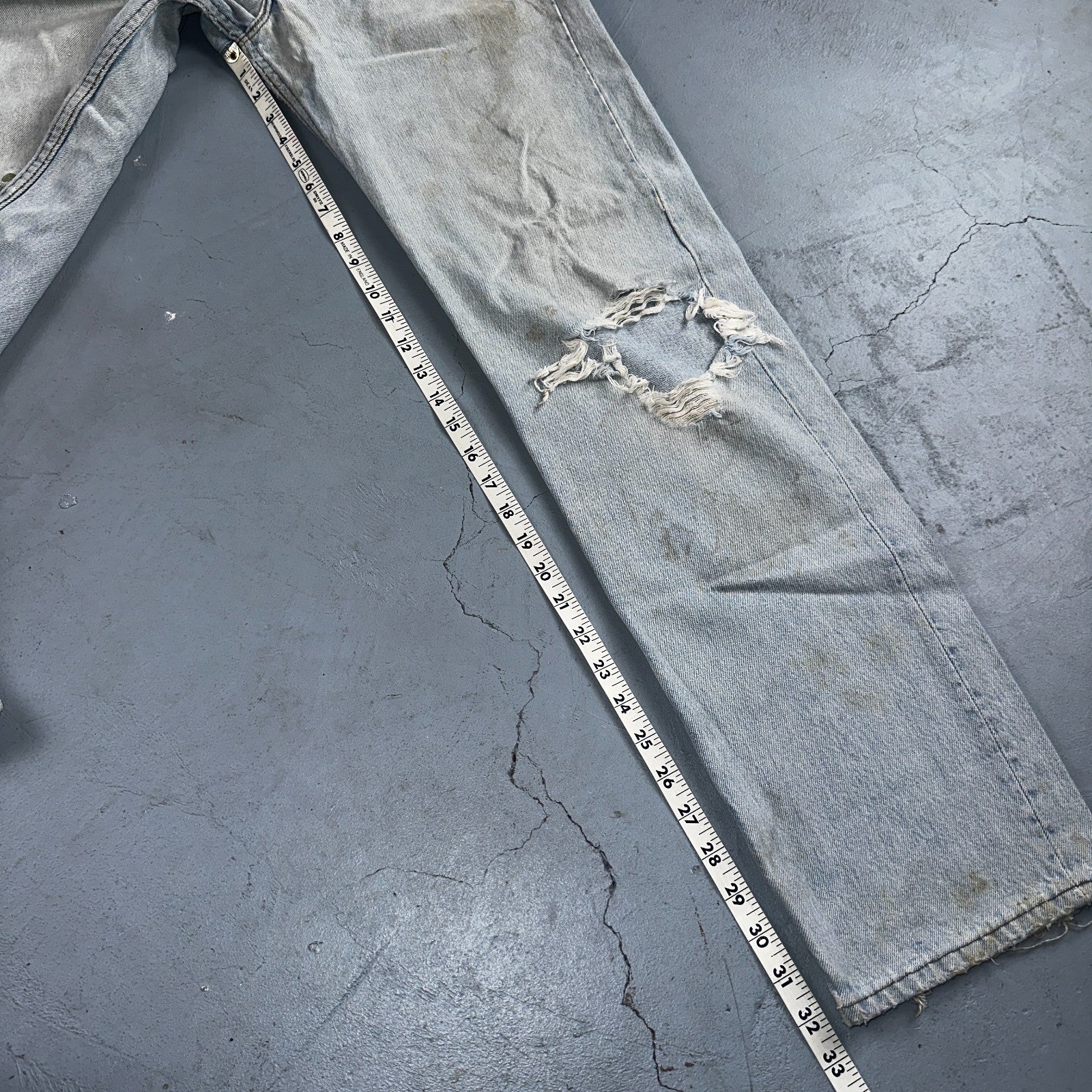 Levis 501 Vintage 90s USA XX Straight Leg Jeans Blue Light Wash 33x34 Act 30x32