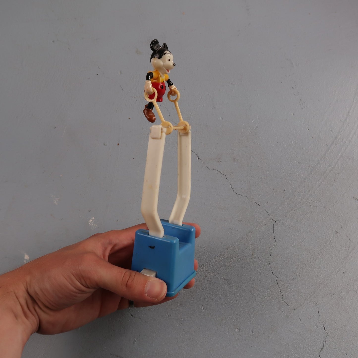 Kohner 1960 Mickey Mouse Tricky Trapeze Push Puppet Toy Vintage Disney No. 4995