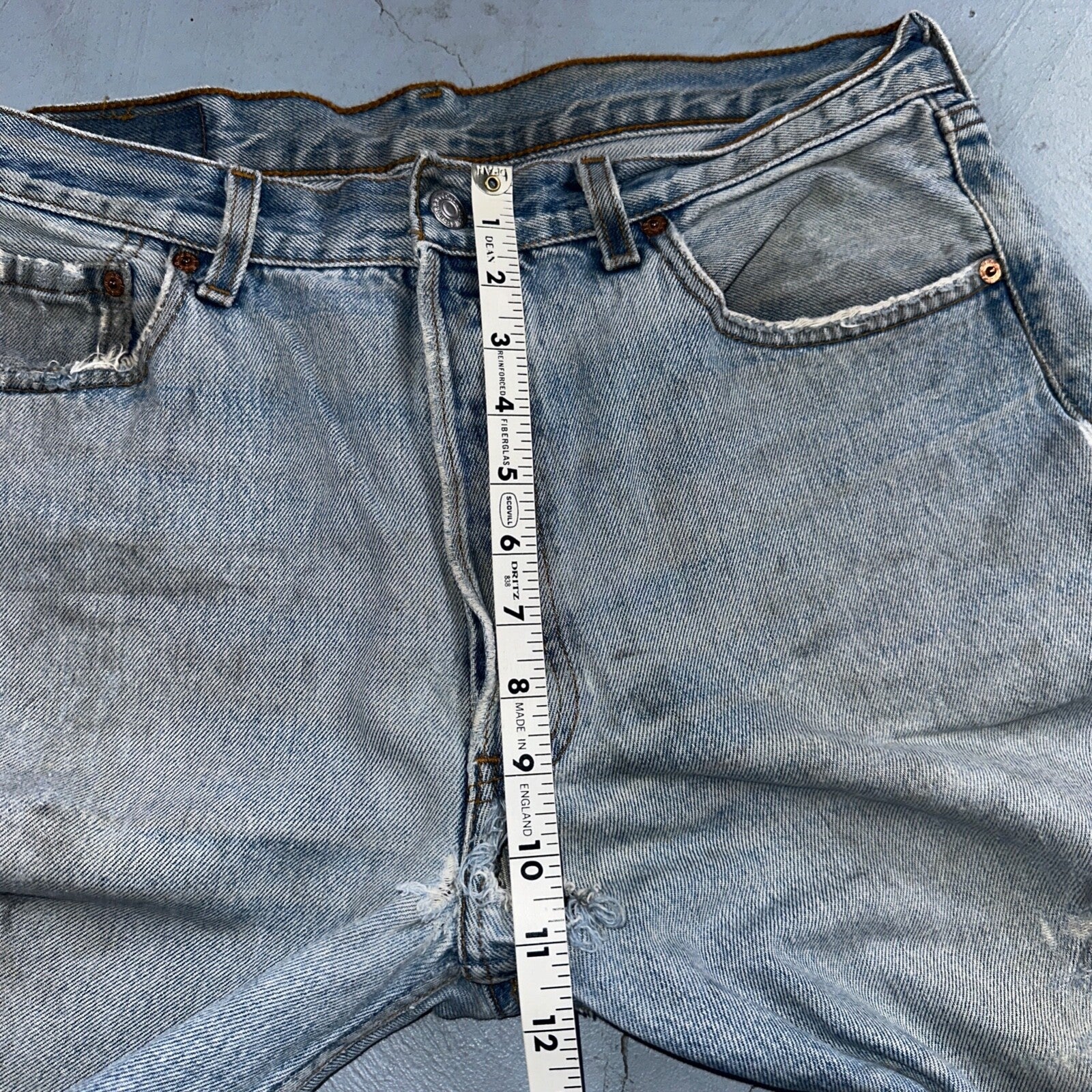 Levis 501 Vintage 90s USA XX Straight Leg Jeans Blue Thrashed 34x34 Act 33x32