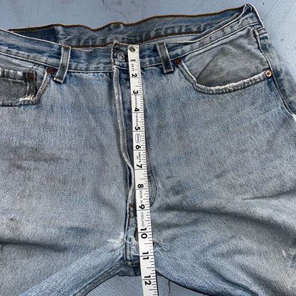 Levis 501 Vintage 90s USA XX Straight Leg Jeans Blue Thrashed 34x34 Act 33x32