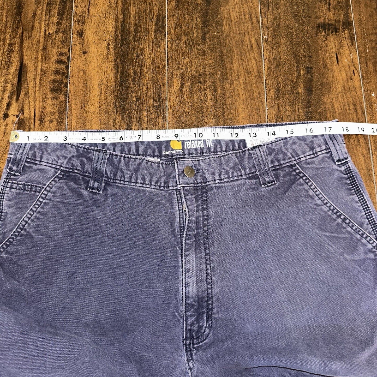 Carhartt Rugged Flex Relaxed Fit Canvas Work Pant Mens 38x36 Navy 102291-412 VTG