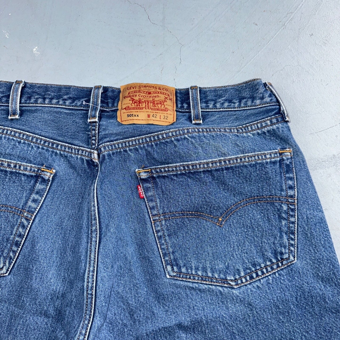 Levis 501 Vintage 90s USA XX Straight Leg Jeans Blue Med Wash 42x32 Act 38x27