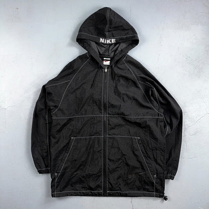 Nike 90s Vintage Track Jacket Mens Small Basketball Jordan Big Spell Out Nylon