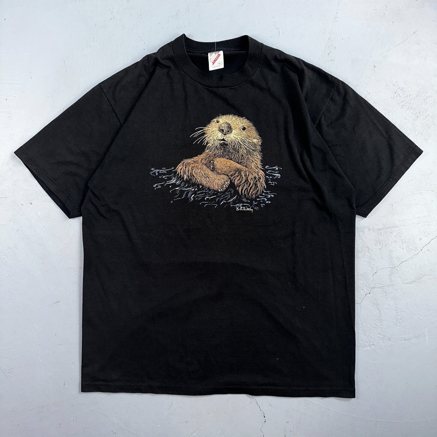 Otter Black 90s XL VTG T Shirt Cute Oregon Beaver River Forest Animal Rap Tee
