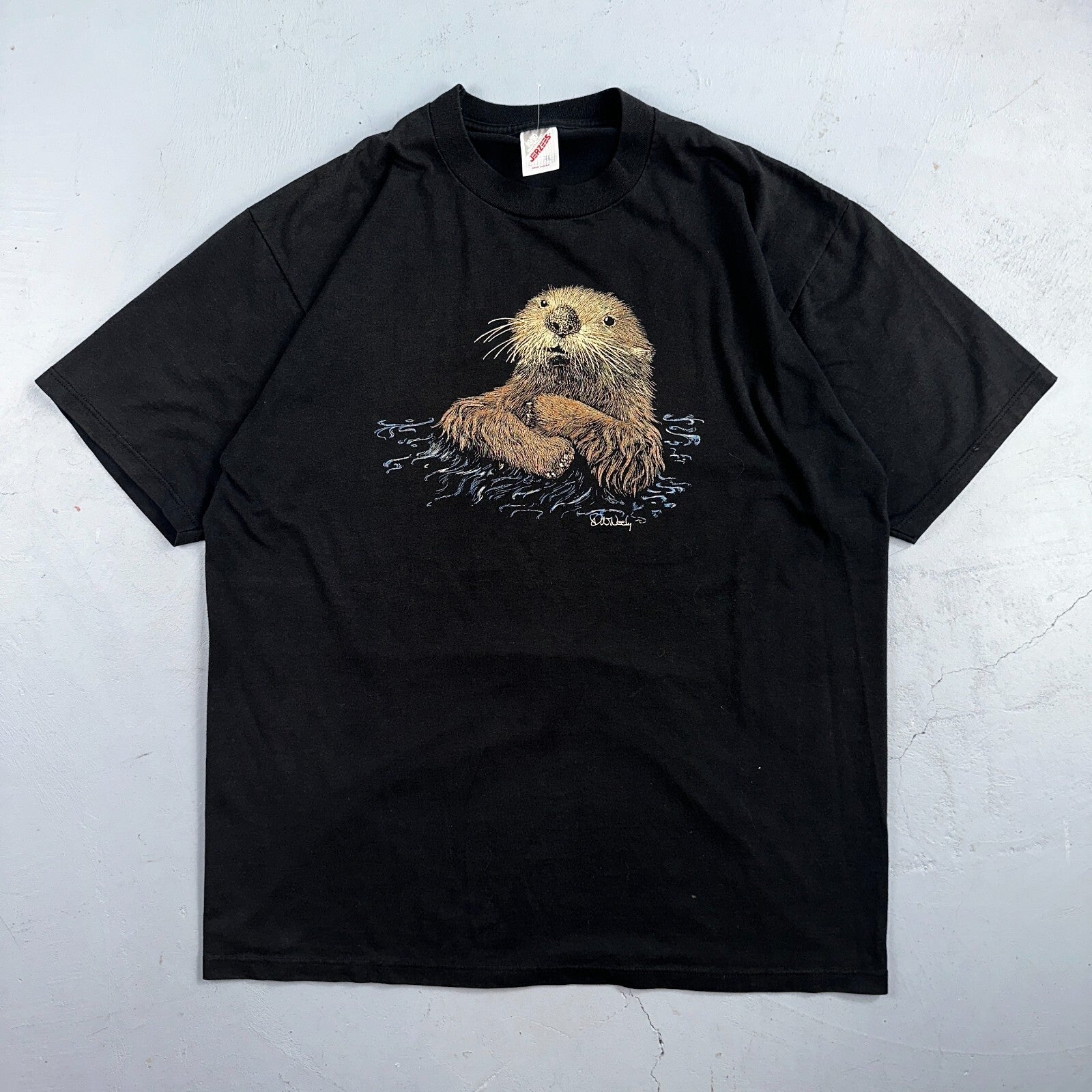 Otter Black 90s XL VTG T Shirt Cute Oregon Beaver River Forest Animal Rap Tee