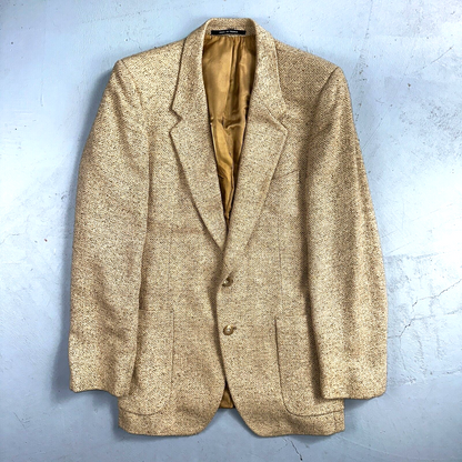YSL Yves Saint Laurent Vintage Beige Tweed Jacket 38 Blazer Coat France Suit 80s
