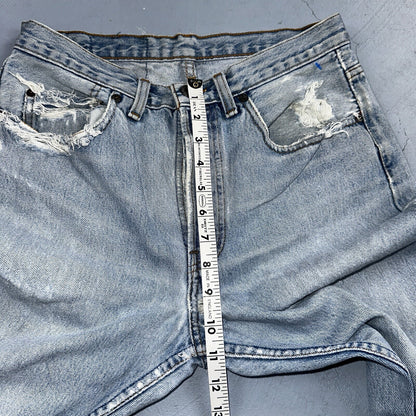 Levis 501 Vintage 90s Straight Leg Jeans 32x30 80s Light Wash Act 28x30 Thrashed