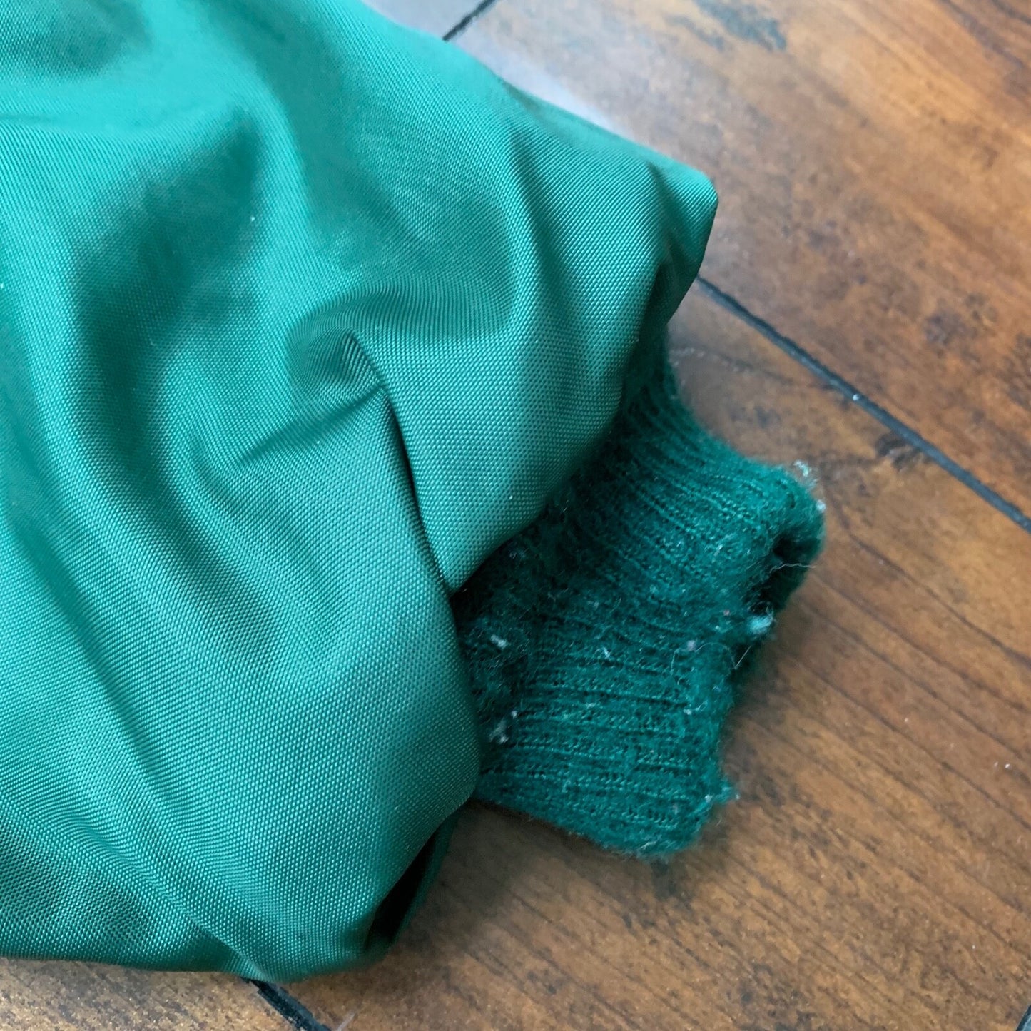 VTG West Wind Buccaneer 70s Sherpa Satin Bomber Jacket Green Broken Zip Oregon