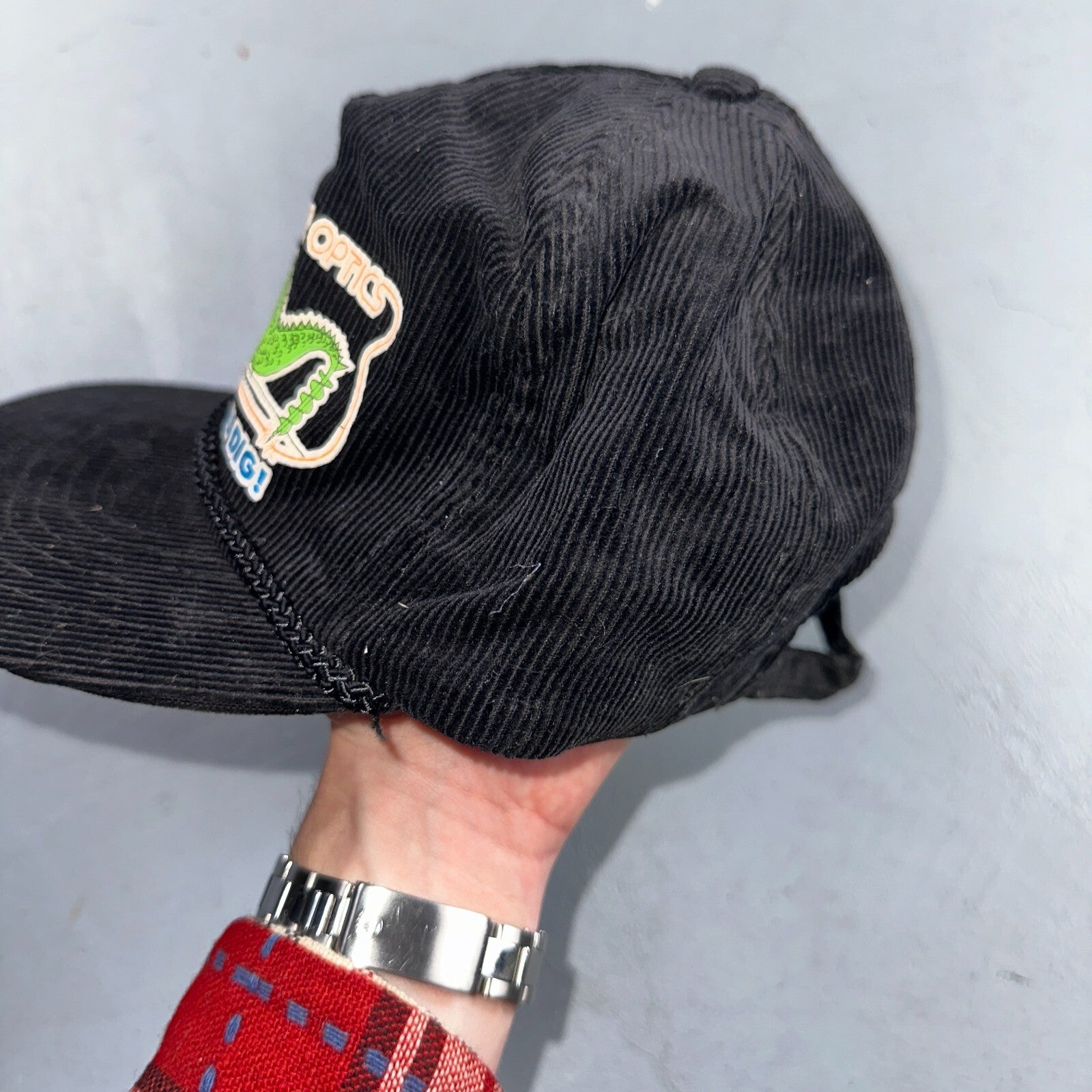 AT&T Fiber Optics Dragon Corduroy VTG Hat Cap Snapback Bell System Telephone Cal