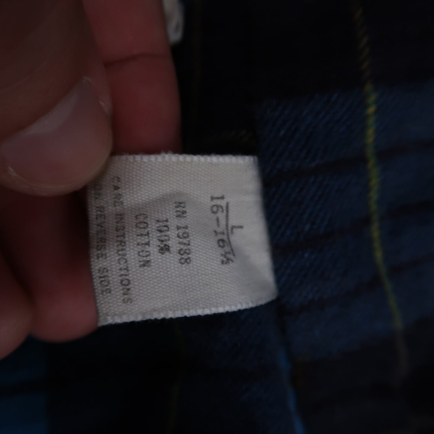 VTG 1970s Men's L Blue Flannel Shirt Black Ribbed Ricky Monzini USA Rockabilly