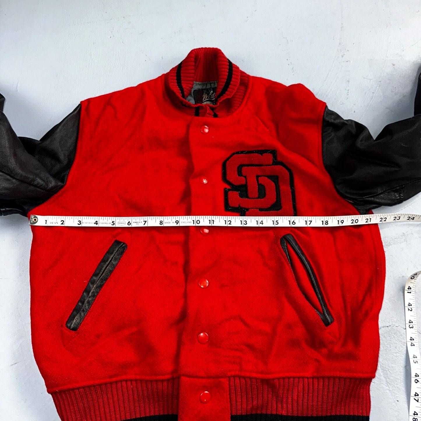 Varsity Jacket VTG 50s 60s WHITING Wool Leather San Diego CA SD Letterman Red