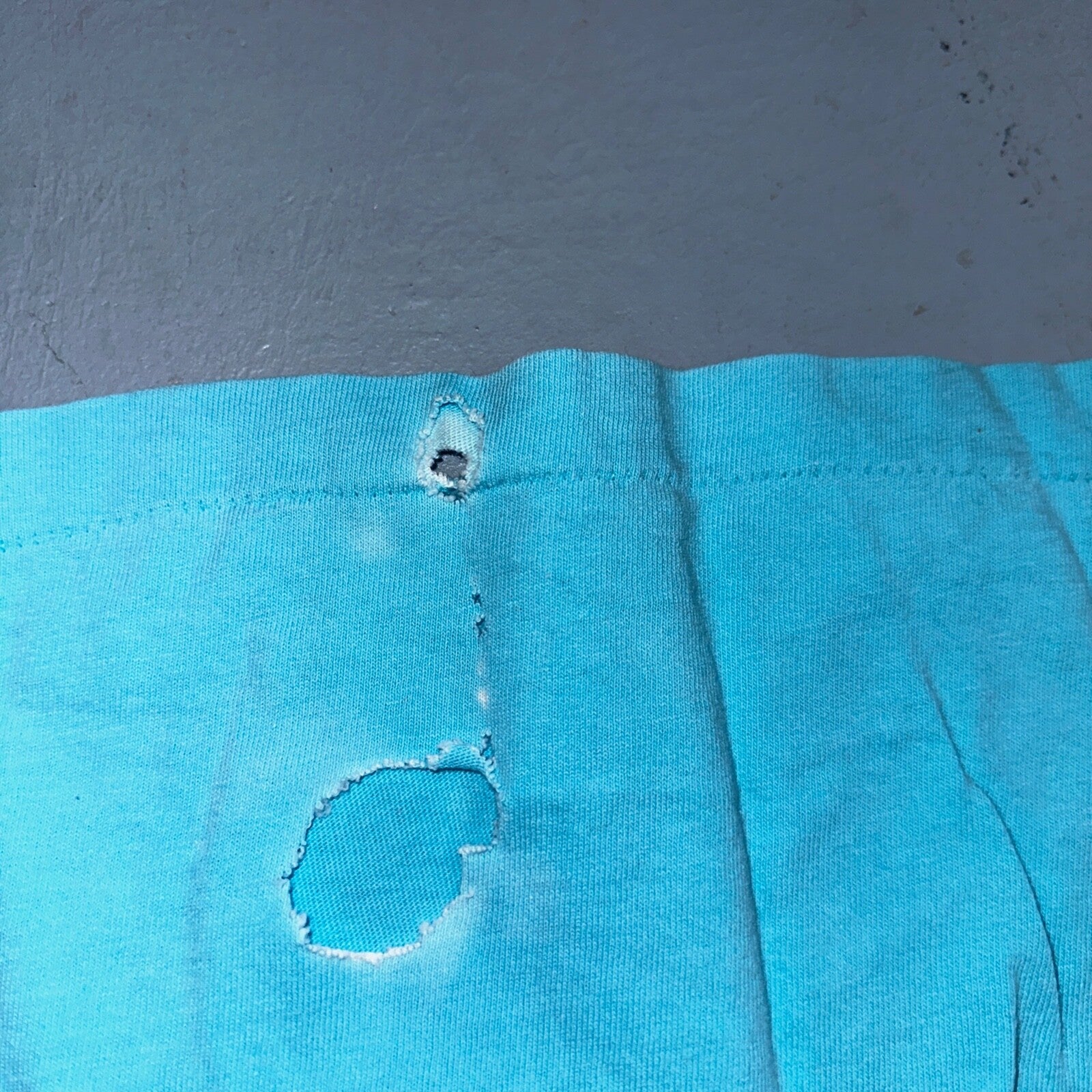 Fruit Of The Loom Long Sleeve Blank VTG T Shirt Lot XL Blue Thrashed Grunge