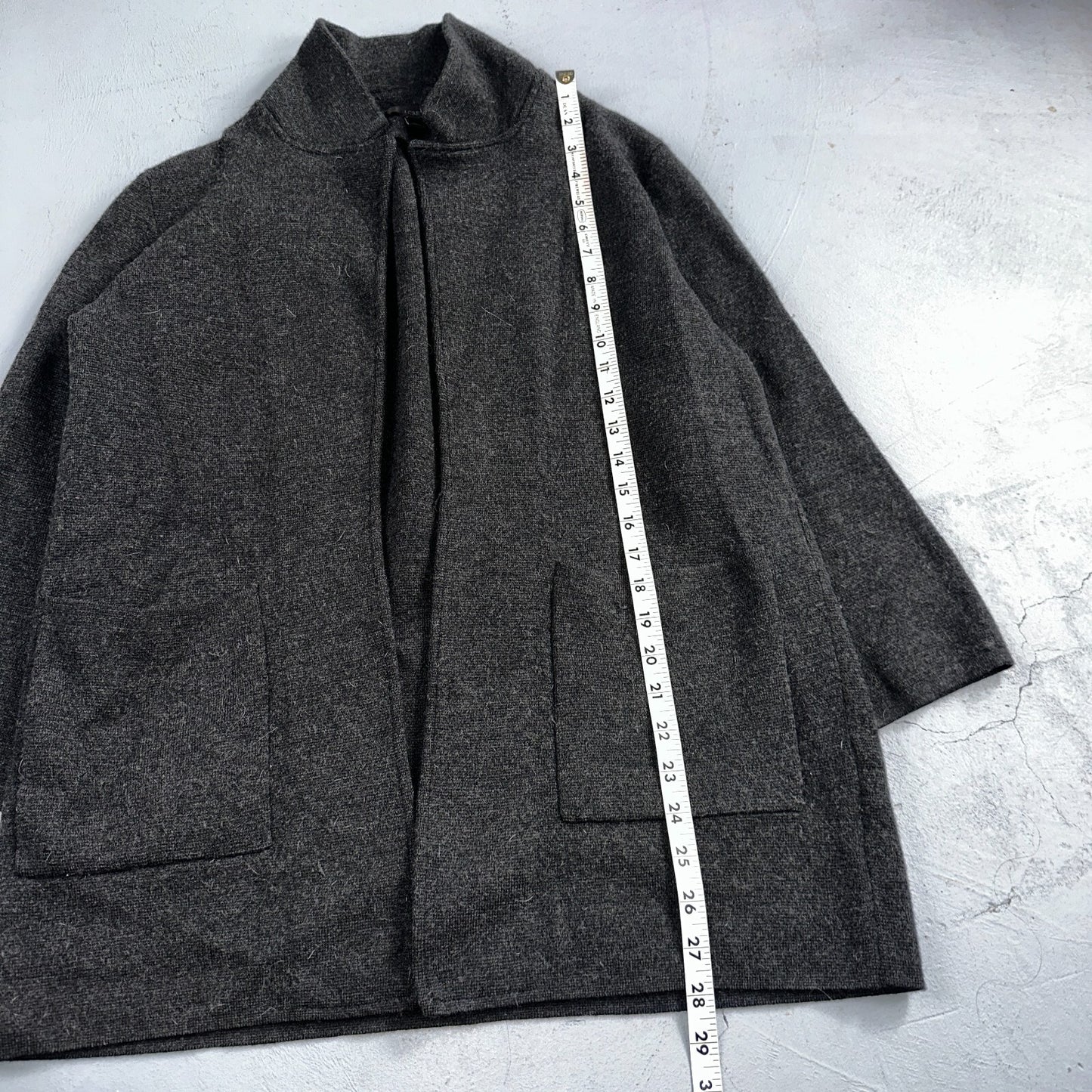 J Crew Sophie Sweater Blazer Womens M Merino Wool Jacket Heather Coal Gray