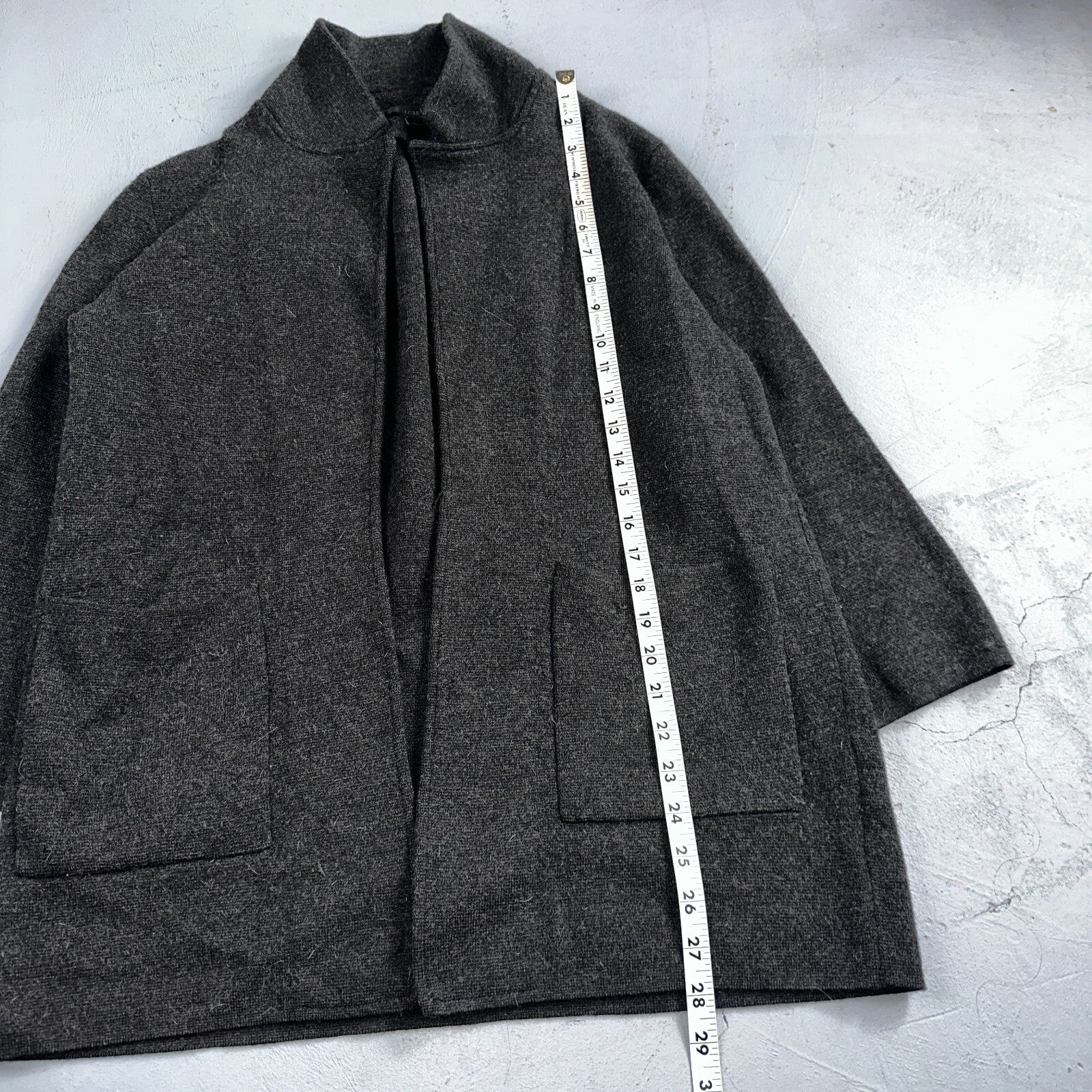 J Crew Sophie Sweater Blazer Womens M Merino Wool Jacket Heather Coal Gray