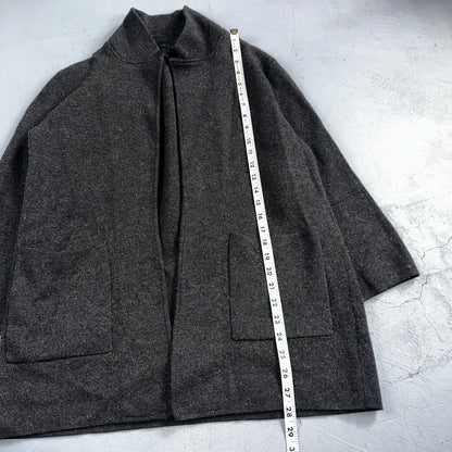 J Crew Sophie Sweater Blazer Womens M Merino Wool Jacket Heather Coal Gray