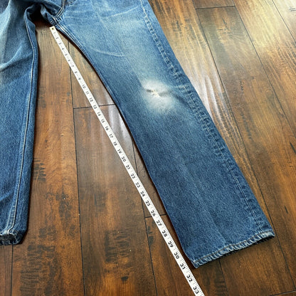 VTG 90s Levis 501 Button Fly 36x36 USA Tag Jeans Straight Wash Blue XX Act 32x31