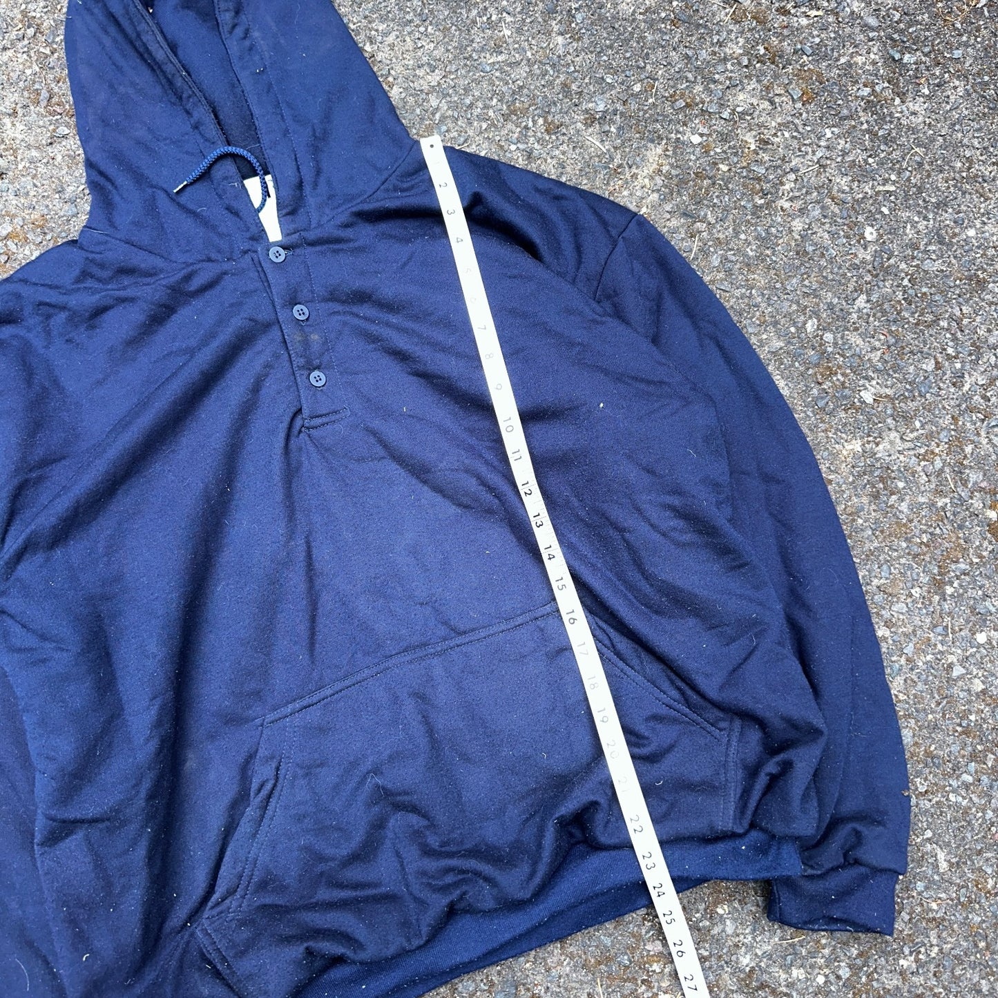 Vintage Thermal Waffle Lined Hoodie Sweatshirt Mens XL Navy Blue Nucleus Punk