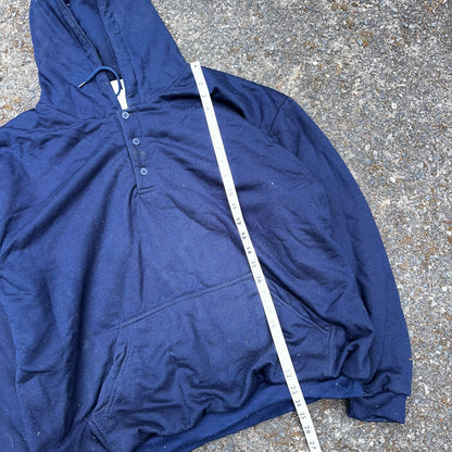 Vintage Thermal Waffle Lined Hoodie Sweatshirt Mens XL Navy Blue Nucleus Punk