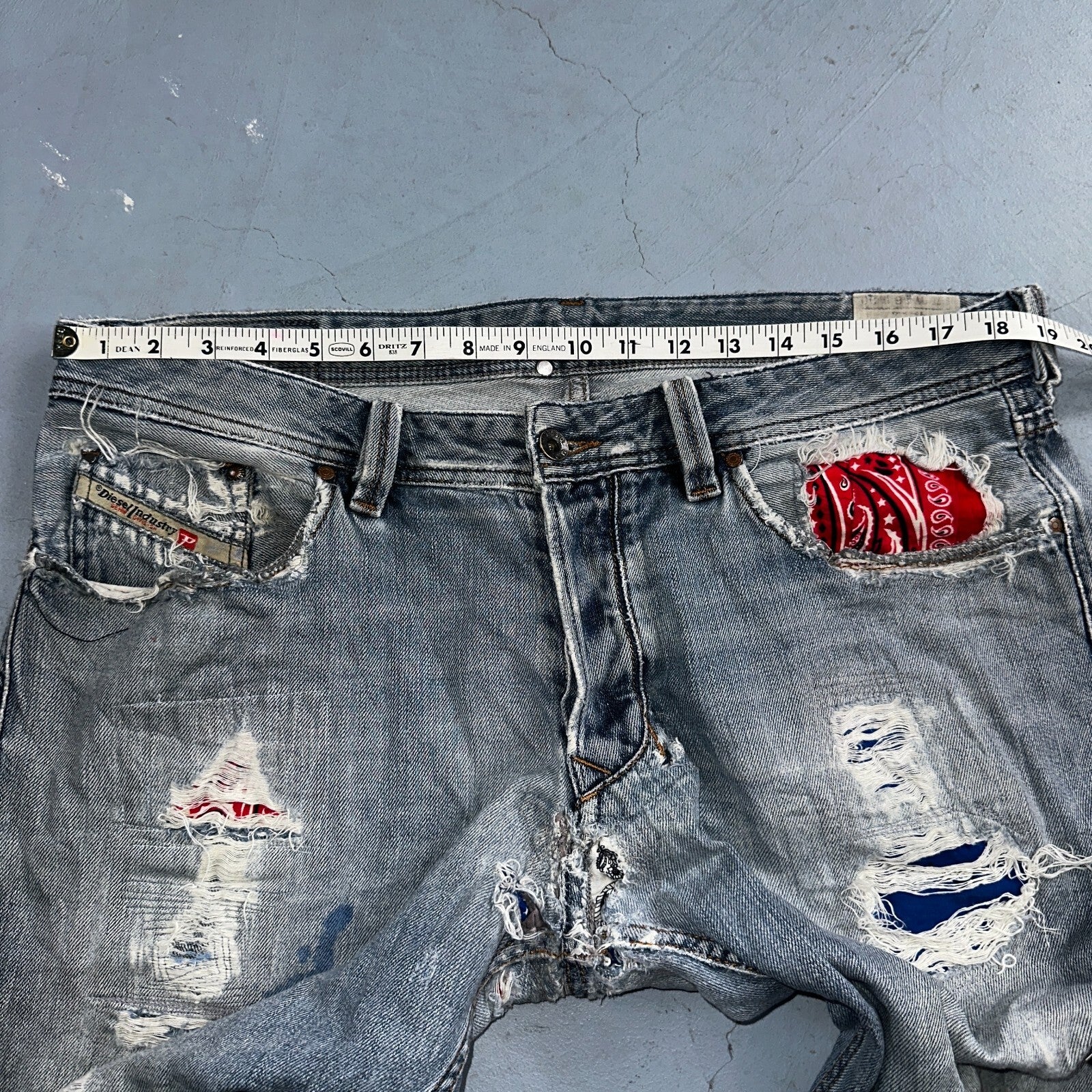 Diesel Larkee Bootcut Stretch Jeans Mens 36x30 Blue Straight 008M2 Whisker Italy