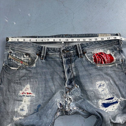 Diesel Larkee Bootcut Stretch Jeans Mens 36x30 Blue Straight 008M2 Whisker Italy