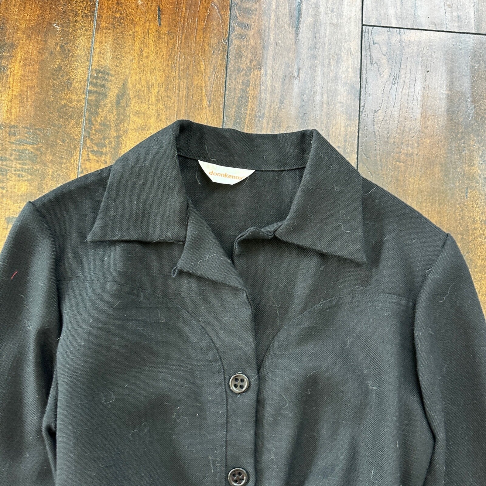 Vintage 90s DonnKenny Cardigan Sweater Jacket Black Bell Sleeves M Button Up