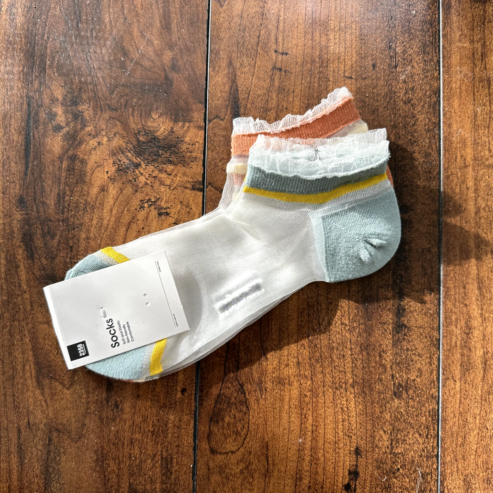 See Through Nylon Novelty Crowns Crew Socks European Fashion Women's Medium