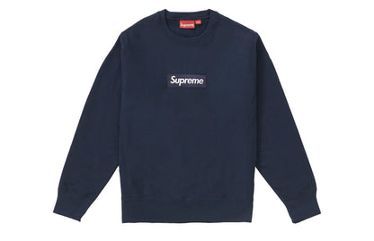 Supreme Navy Box Logo Bogo Sweatshirt Crewneck M FW18 100% Authentic Hoodie