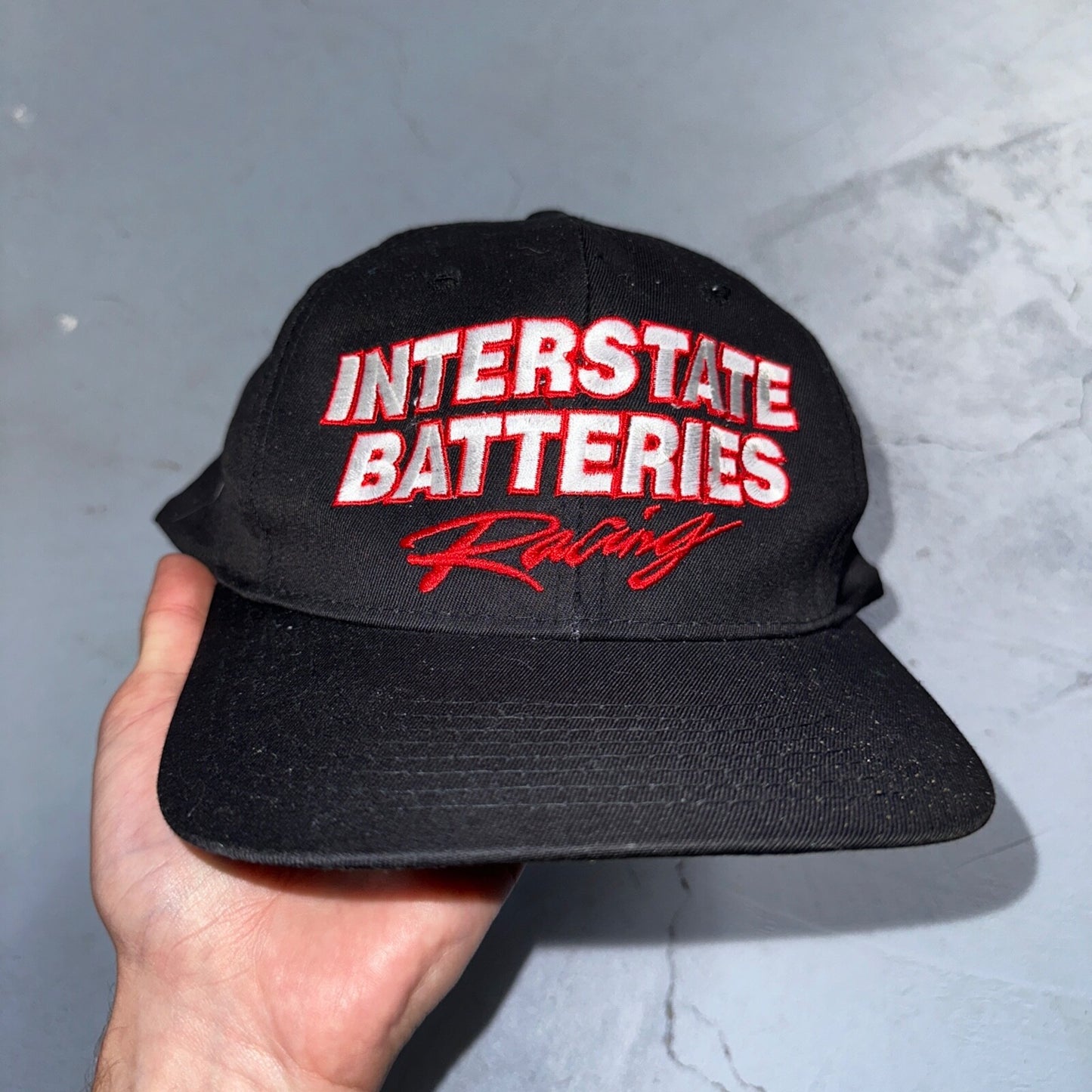 Interstate Batteries Racing Black VTG Hat Cap Snapback Nascar Racing Cool Cars