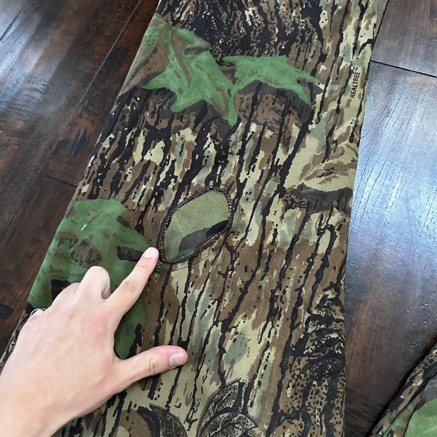 VTG 90s Cabela's Realtree Camo Fleece Pants Cargo Pocket 35x28 Made in the USA