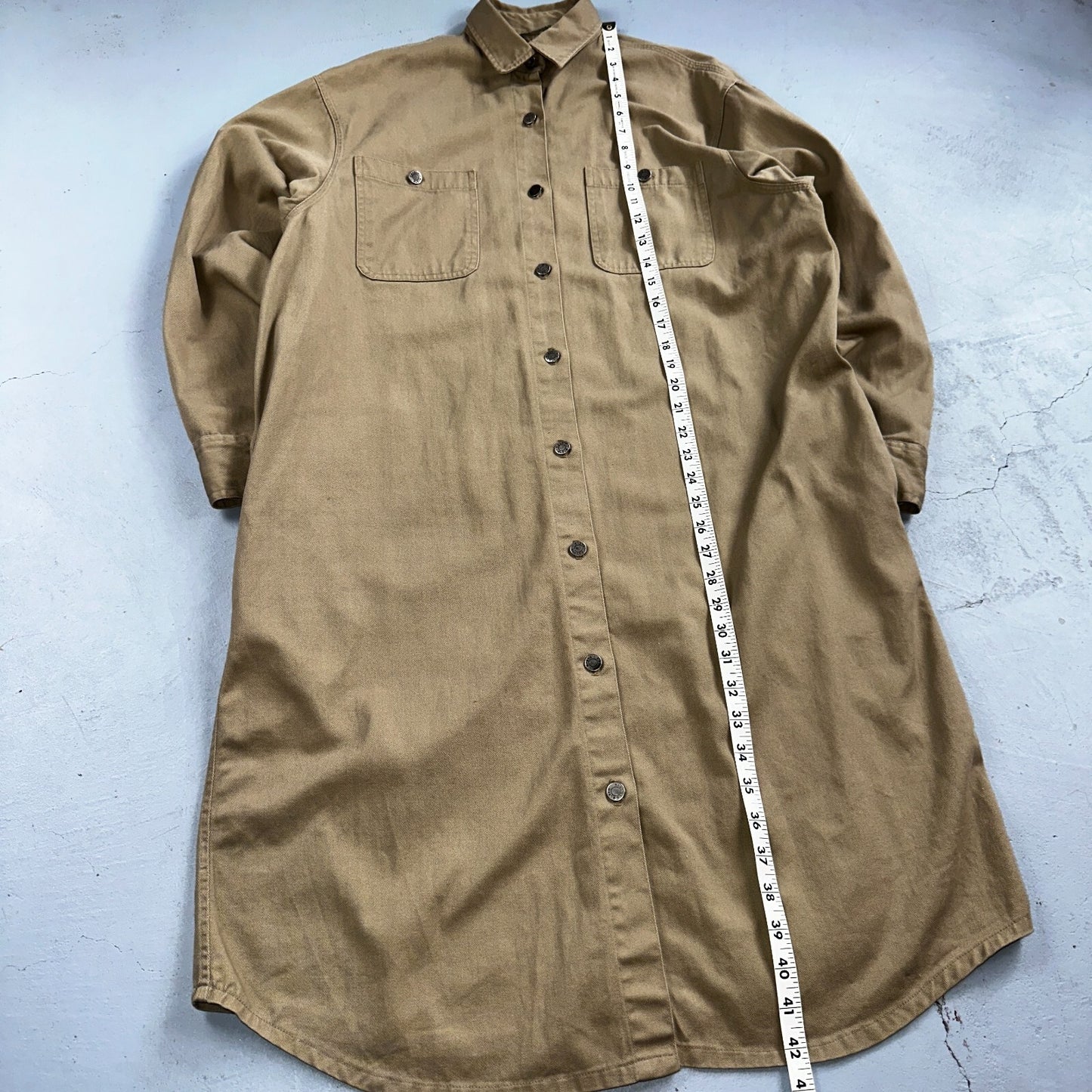 Calvin Klein VTG 90s Jacket Shirt Womens Large Button Trench Military USA Long