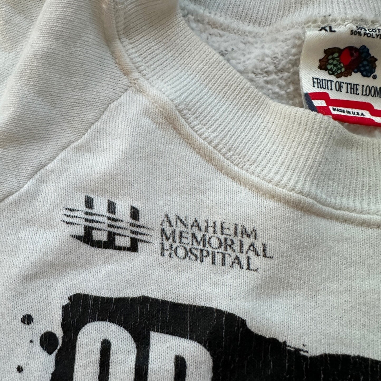 VTG Anaheim Crewneck Sweatshirt 1980s Post Op Hospital Paint Splatter Graphic