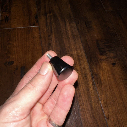 4 Flat Black Pull Knobs For Kitchen Bedroom Cabinet Round Black Dresser MCM VTG